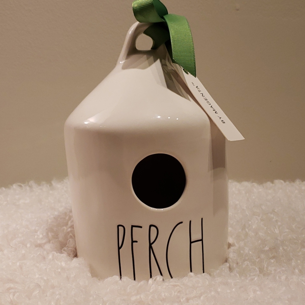 Rae dunn White  PERCH Round Birdhouse